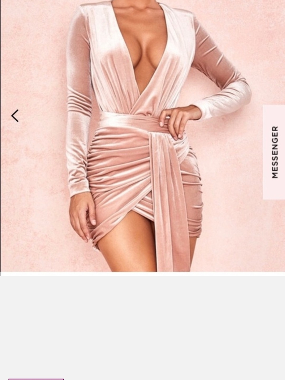 House of CB Blush Pink Velvet Plunge Wrap Mini Dress